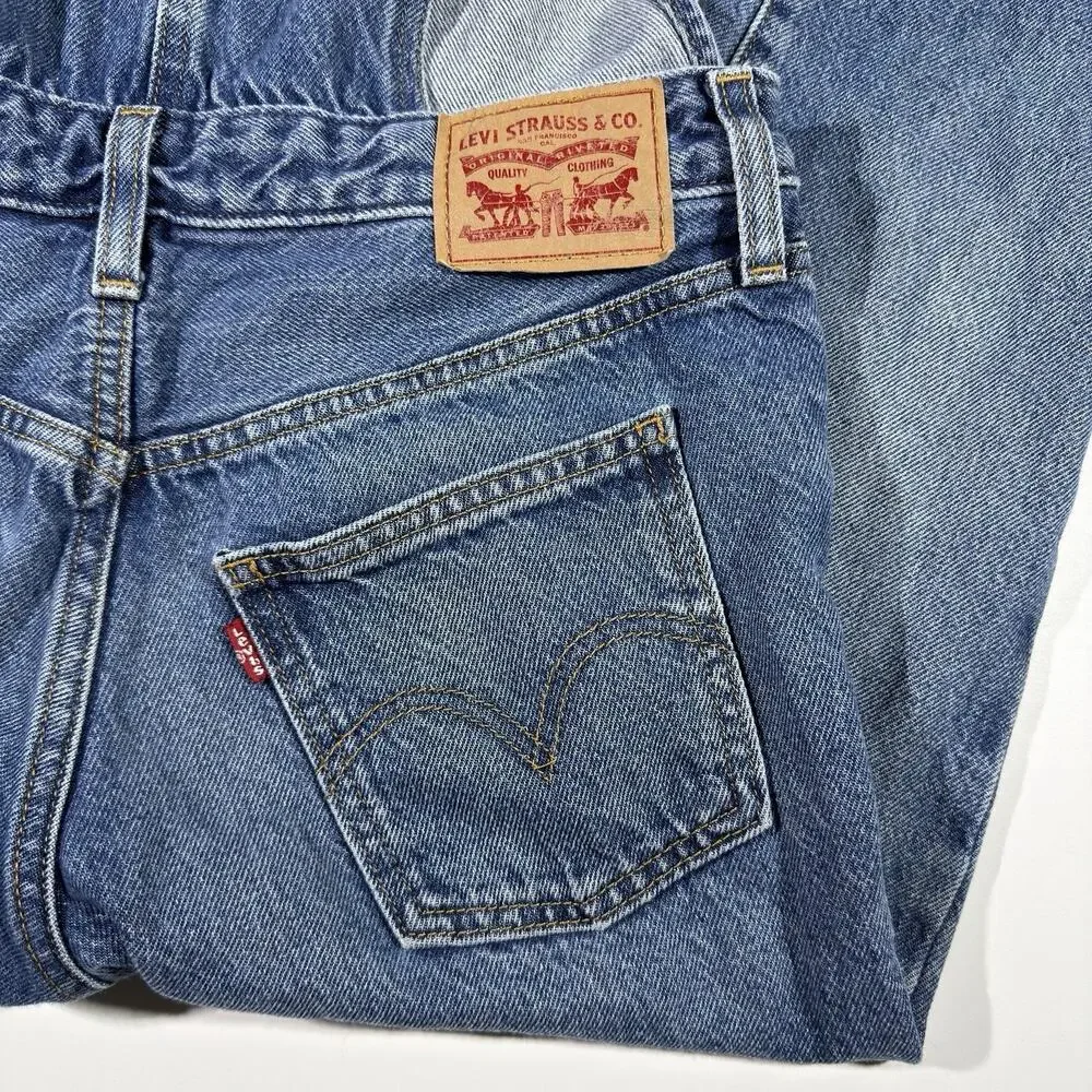 Levi's Women's Blue Denim Bib Overalls Carpenter Pocket Size XS Washed